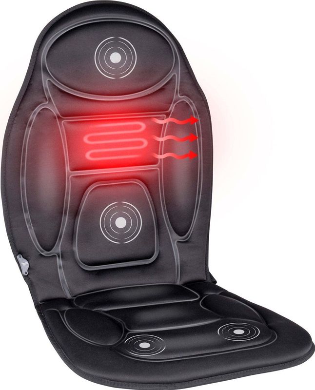 Dunlop Massagestoel Auto met Verwarmingsfunctie - 108 x 48 CM - 4 Massagemotoren en 1 Verwarmingselement - Aansluiting op Sigarettenaansteker Auto - Afstandsbediening met 13 Standen - Zwart