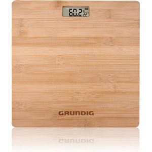 Grundig Digitale Personen Weegschaal - Weegschaal tot 180kg - Personenweegschaal meet in kg/lb - Precisieweegschaal tot 500gr Nauwkeurig - met Digitaal Display - Bamboe