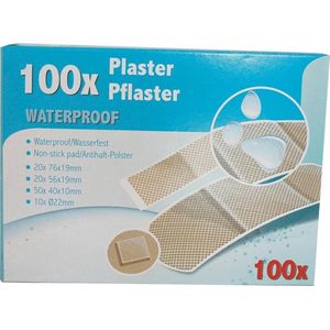 Pleisters set waterproof 100-delig diverse soorten/maten - Pleisters