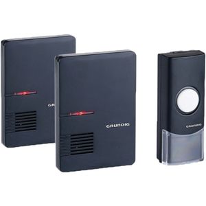 Grundig Draadloze Deurbel - Draadloze Deurbel set -1 Zende - 2 Ontvangers - 2 Belopties - Zwart