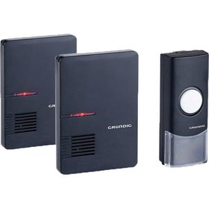 Grundig Draadloze Deurbel - Draadloze Deurbel set -1 Zende - 2 Ontvangers - 2 Belopties - Zwart