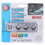 All Ride Autolader USB - 2 Poorten - Sigarettenaansteker - Zwart/Wit