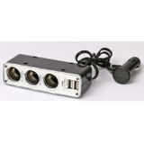 All Ride Autolader USB - 2 Poorten - Sigarettenaansteker - Zwart/Wit