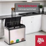Dirt Devil Pedaalemmer 3x 15L - Prullenbak Afvalscheiding - RVS - Zilver