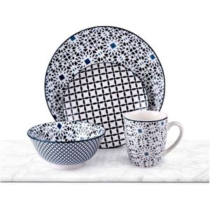 Alpina Camping Servies Set - 12 stuks, Oranje, Paars, Geel, Groen