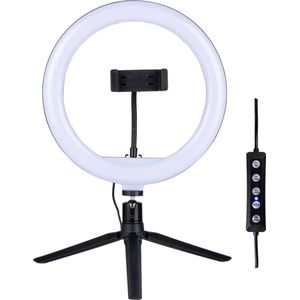 Grundig Selfie Ringlamp op Statief - voor Smartphone - Social Media en Vlogs - 152 LED - Flexibel - ⌀25 cm