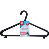 Dirt Devil Kledinghangers met broekstang - 10x - kunststof - zwart - 36 x 21 cm