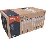 Grundig Tuinverlichting op zonne-energie, 10 stuks, tuinlampen voor buiten, met wit licht, levensduur van 6-8 uur, IP44 waterbestendig, diameter 4,8 x 36,5 cm, roestvrij staal