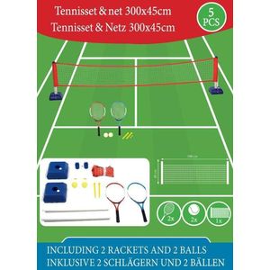 Tennisset & net 300x45cm 5pcs