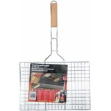 BBQ/barbecue rooster - klem grill - metaal/hout - 55 x 35 x 2 cm - barbecueroosters
