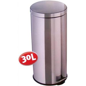 Pedaalemmer 30L - Prullenbak - RVS - Zilver