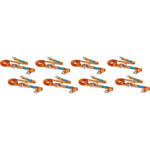8x JUMBO heavy duty 2 delige spanband  6 m 38 mm 1000/2000 KG TUV gecertificeerd en conform EN-12195-22