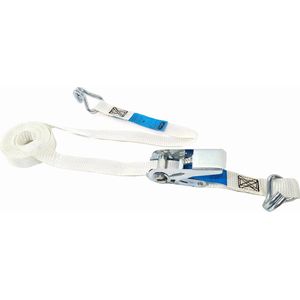 JUMBO ECO Spanband Off White met J haak 300/600kg 25mm, 5m, TUV gecertificeerd, conform EN-12195-2