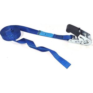 JUMBO ocean blue spanband  5 meter met extra grip ratel, eindloos 25mm breed, 600 KG,  TUV gecertificeerd, conform EN-12195-2
