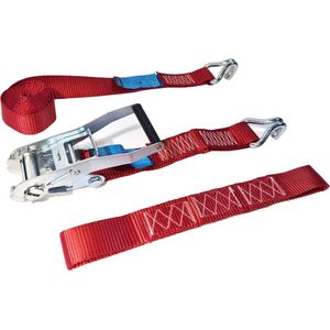 Autotransport spanband/ autotrailer, 3m, 50mm spanband met J haken en tussenstuk van 60cm voor banden tot 17 inch