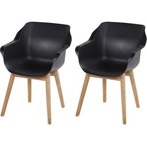 Hartman - Sophie Tuinstoel - Zwart - Set van 2 - Teak Onderstel