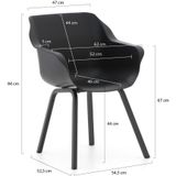 Hartman Sophie Element dining armstoel - Carbon Black - Alu poot