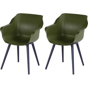 Hartman Sophie armchair tuinstoel met armleuning - Groen - set van 2 - zwart studio onderstel