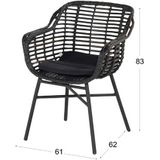 Tuinstoel Hartman Cecilia Dining Chair alu legs Carbon Black Black Puma Wicker