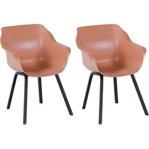Hartman Sophie armchair tuinstoel met armleuning - Zalm roze - set van 2 - zwart element onderstel