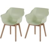 Hartman Sophie armchair tuinstoel met armleuning - Mint groen - set van 2 - teak onderstel