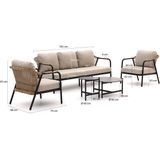 Hartman - Nice - Loungeset - Taupe - Aluminium - 5-delig