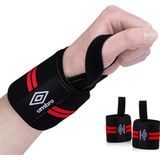 Umbro Wrist Wraps - 2 Stuks - Voor Fitness, Crossfit en Krachttraining - Rood/ Zwart