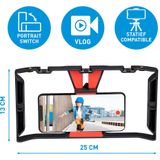 GRUNDIG Videohouder voor smartphone, startset, vlog starterset, video-accessoires, statiefaansluiting, videostabilisator, zwart/rood