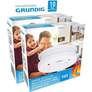 Grundig Rookmelder 10jr levensduur - Brandmelder - Rookmelders - Rook Detector - 2 stuk