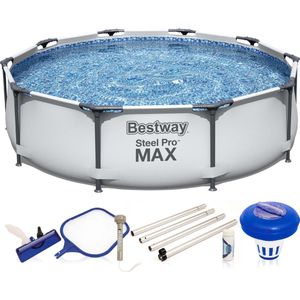 Bestway Pool Steel Pro MAX 56406 - FrameLink System - Pool - Eenvoudige opbouw - 305 x 76 cm - incl. reinigingsset