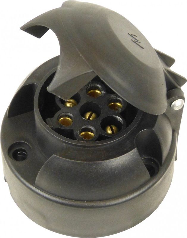 Carpoint - Stekkerdoos - Zwart - Kunststof - 7 Polen - 12 Volt