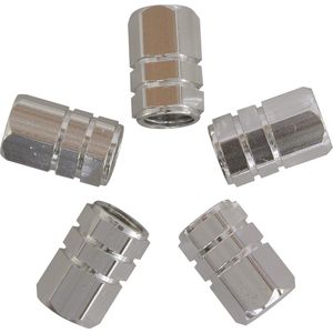 Carpoint - Cilinder - Ventieldopjes - Zilver - Vijf Stuks