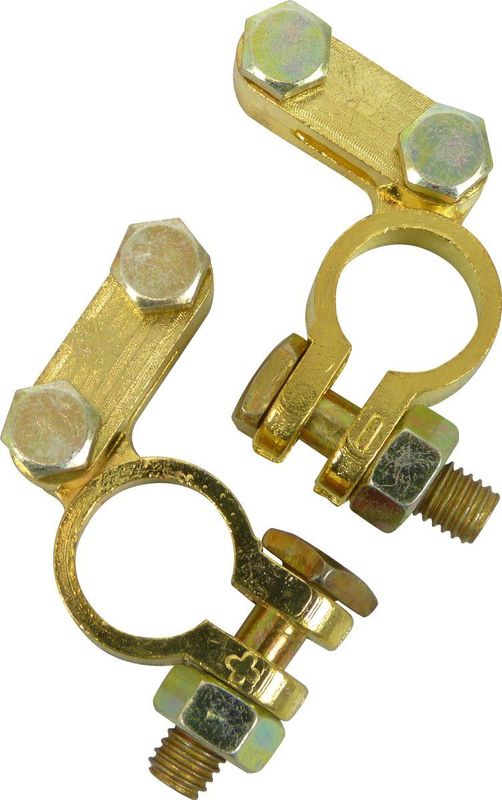 Carpoint - AccuPoolKlemset - Goud - Messing en Staal - Voor DIN Accu's