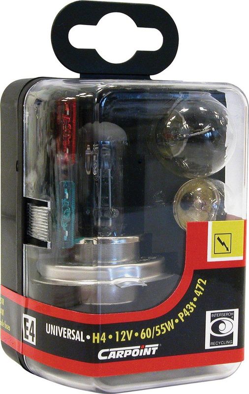 Carpoint - 7-delige H4-reservelampenset - H4-lampen - Zekeringen - Opbergbox