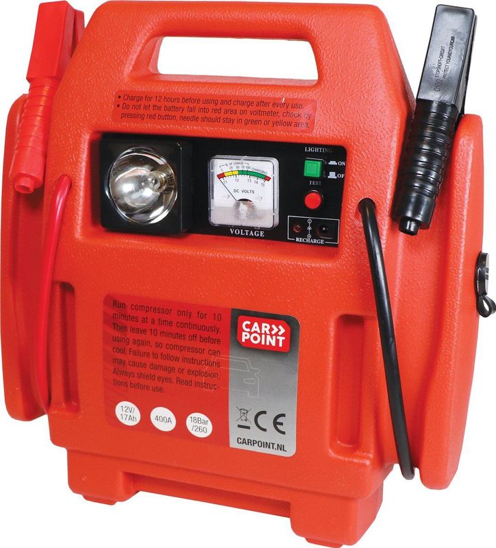 Carpoint - Jumpstarter met Compressor - Zwart/Rood - 400 Ampère