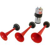 Carpoint - Luchthoorn 'Tour de France' - Rood - Staal, Kunststof - 3 Luchthoorns, 1 Compressor