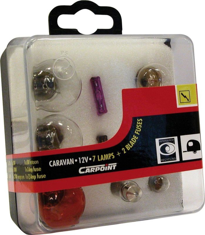 Carpoint - 9-delige Lampenset - 12V - Inclusief Opbergbox
