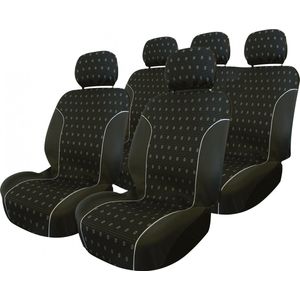 Carpoint - Charcoal - Stoelhoesset 9-Delig - Zwart - Universele set voor voorstoelen en achterbank