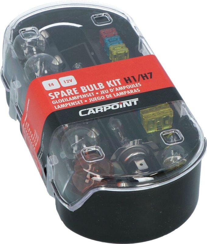 Carpoint - 30-delige Gloeilampenset - H1 en H7 - Inclusief Zekeringen - Opbergbox