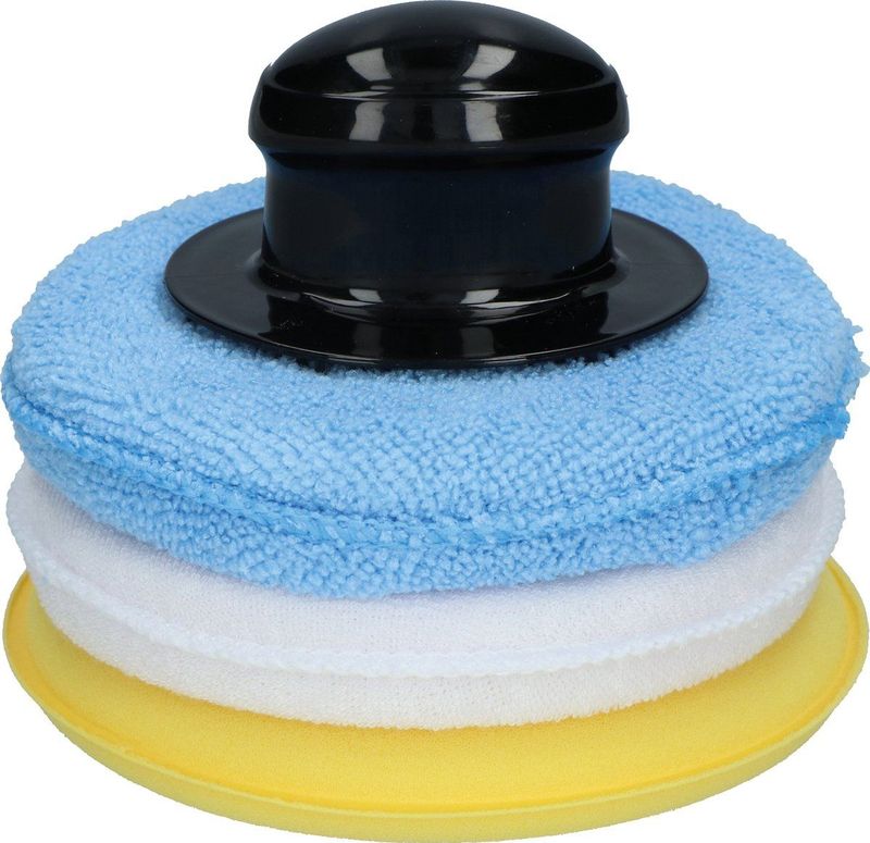 Protecton - Polijstpad Set - 3 in 1 - Geel/Wit/Blauw - Handgreep