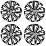 Gorecki - Nardo - Wieldoppen - Zilver/Zwart - Set van 4 - ABS Kunststof