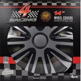 Gorecki - Nardo - Wieldoppen - Zilver/Zwart - Set van 4 - ABS Kunststof