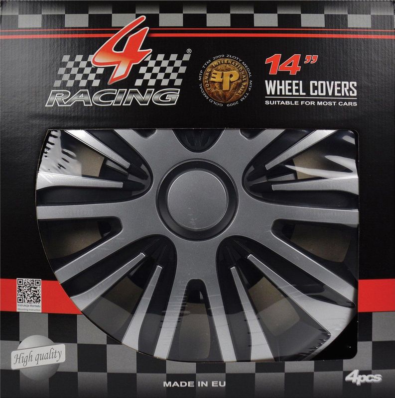 Gorecki - Nardo - Wieldoppen - Zilver/Zwart - Set van 4 - ABS Kunststof