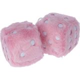 Carpoint - Pluche Dobbelstenen - Roze - Set van Twee