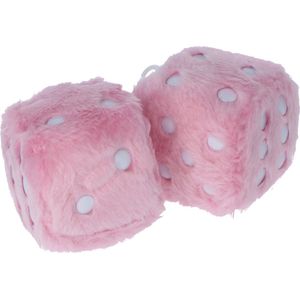 Carpoint - Pluche Dobbelstenen - Roze - Set van Twee