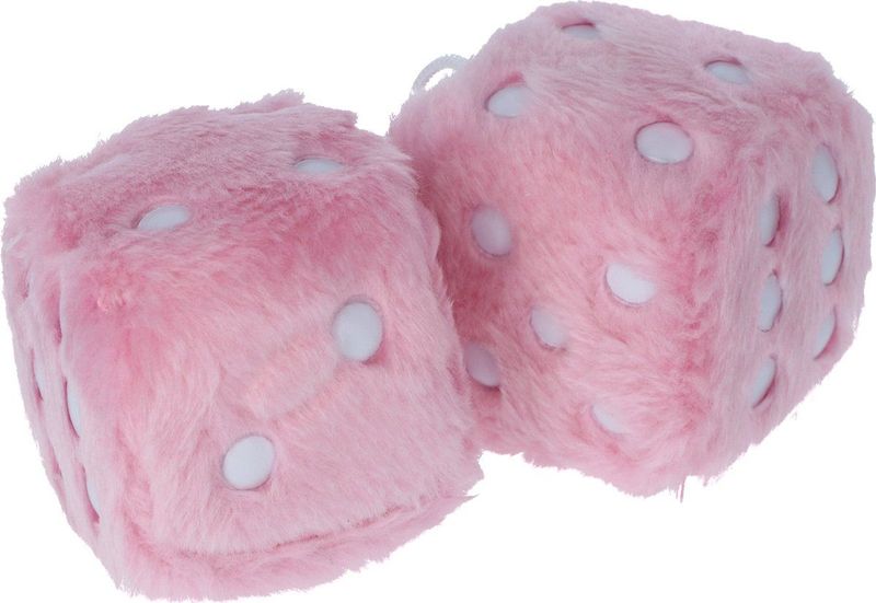 Carpoint - Pluche Dobbelstenen - Roze - Set van Twee