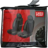 Carpoint - Milaan - Stoelhoezen Set - Zwart - Polyester met PVC Accenten