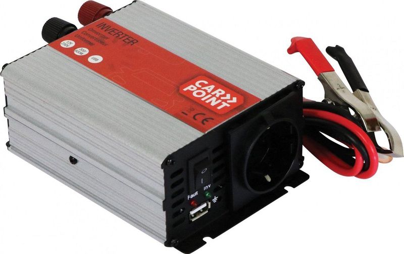 Carpoint - Omvormer 12V>230V - 600W - Inclusief Accuklemmen