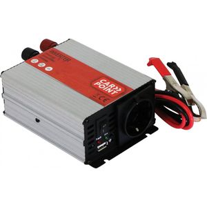 Carpoint - Omvormer 12V>230V - 300W - Inclusief AccuKlemmen - Geschikt Voor Elektrische Apparaten