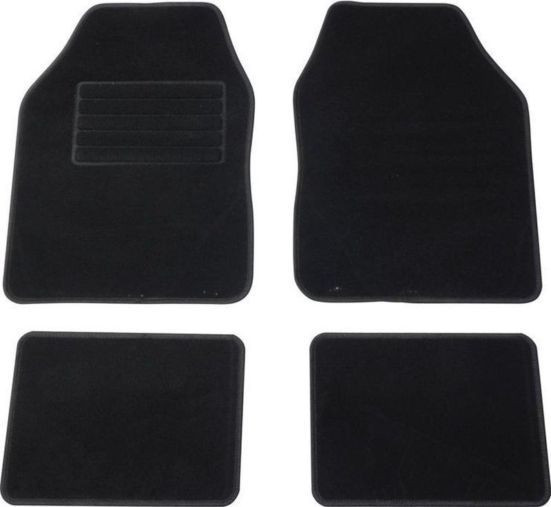 Carpoint - Uni Malibu Zwart - Automatten - 4-delig - Anti-slip Onderzijde